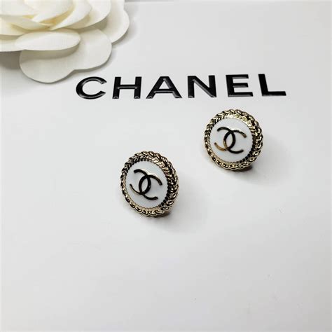 upcycled chanel button earrings